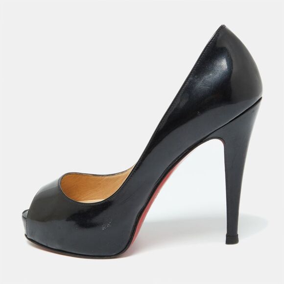 Christian Louboutin Black Patent Leather Lady Peep Toe Pumps 34.5,New Products : American Fashion Style Bags On Sale